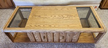 Vintage Wood And Glass Accent Coffee Table