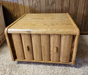 Vintage Wood Side Table With Storage