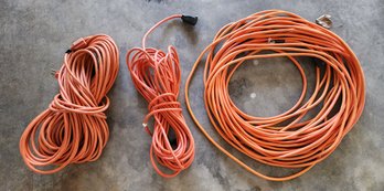 (3) Vintage Electrical Extension Cords ORANGE