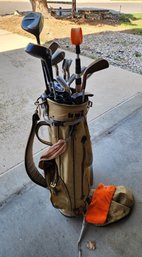 Vintage RON MILLER Golf Club Bag With Set Of Assorted Clubs