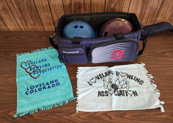(2) Vintage Bowling Balls And Carry Bag