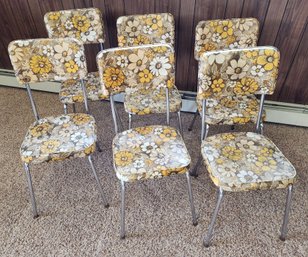 Vintage Set Of (6) Mid Century Modern Floral Accent Chairs