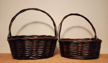 (2) Woven Wood Baskets