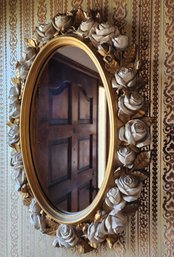 Vintage Wood Carved Floral Theme Hanging Mirror