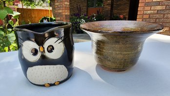 (2) Ceramic Selections- Owl Coffee Mug And Bowl