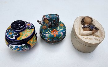 Assortment Of (3) Jewelry Trinket Containers