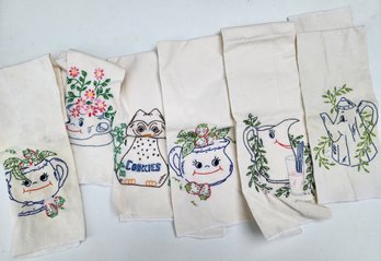 Assortment Of Handmade Embroidered Linen Towels