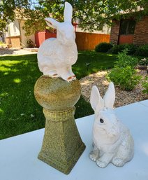 (2) Rabbit Themed Garden Lawn Decor Selections