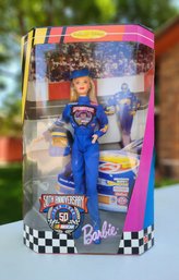 Brand New 50th Anniversary NASCAR Barbie Doll Limited Edition