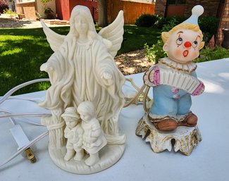 (2) Table Lamps - Angel And Clown