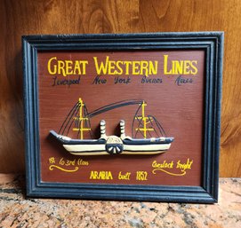 Vintage MADE IN THAILAND Woodcraft GREAT WESTERN LINES Home Decor Hanging Sign