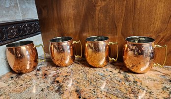 Set Of (4) Brass And Copper Mugs
