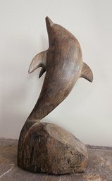 Vintage Carved Wooden Dolphin Statue