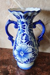 Vintage Blue And White Ceramic Vase