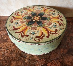 *Correction* Composite Handpainted Trinket Box With Leather Interior
