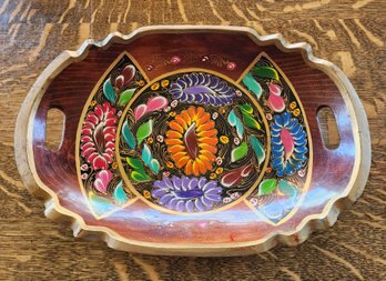 Vintage Wooden Ornate Accent Serving Tray