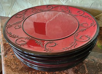 Set Of Red Dinner Plates