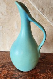 Vintage VAN BRIGGLE Blue Pottery Vessel With Handle