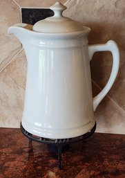 Vintage Ceramic Teapot With Cast Iron Warming Base