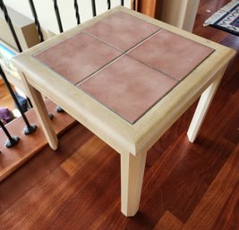 Vintage Tile Top And Wood Side Table
