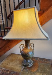 Table Lamp With Metal Base And Original Shade TESTED