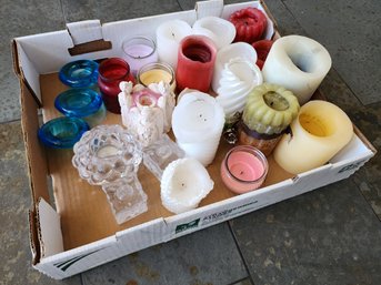 Assortment Of Used Candle And Candle Display Accents