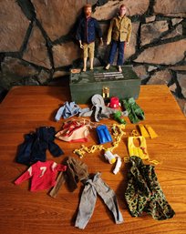 Large Vintage G.I. JOE Assortment Of (2) Figures, Storage Box And Accessories