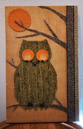 Vintage Mid Century Modern Fabric OWL Wall Accent