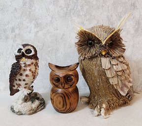 (3) Various Owl Home Decor Selections