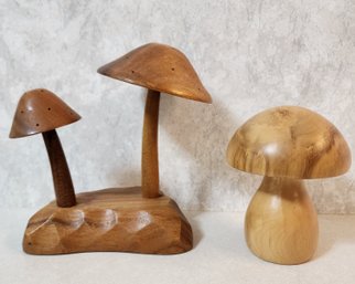 Assortment Of Wooden Mushroom Home Decor Figures