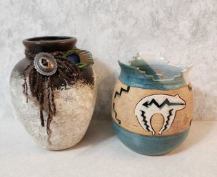 (2) Native American Style Pottery Selections