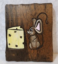 Vintage Mouse And Cheese Hanging Wall Accent Wooden
