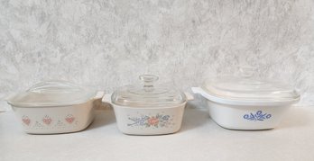(3) Various CORNINGWARE Cookware Dishes