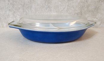 Vintage Dark Blue Pyrex Covered Cookware Dish