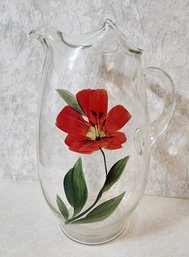 Vintage Handpainted Flower Theme Beverage Pitcher