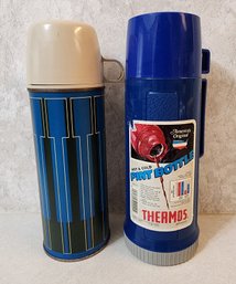 (2) Vintage Insulated THERMOS Beverage Travel Containers