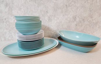 Large Assortment Of Mid Century Modern Colorful Plastic Tableware Selections
