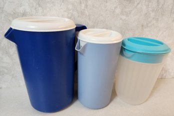 Vintage Group Of (3) Plastic Beverage Pitchers