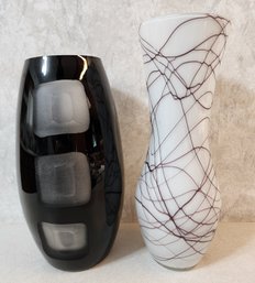 (2) Art Glass Vase Vessels