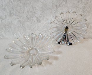 (2) Iridescent Art Glass Platters