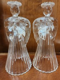 Vintage Glass Angel Theme Candle Holders