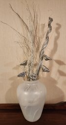 Vintage Glass Vase With Artificial Floral Arrangement