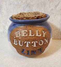 Vintage Handmade Novelty BELLY BUTTON LINT Collection Canister With Cork