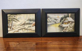 (2) Vintage Thread Accent Framed Fine Art Wall Accents