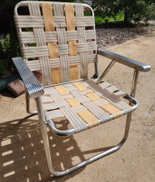 Vintage Canvas Strap Patio Lawn Folding Chair