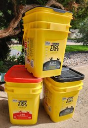 (2) Brand New Buckets Of TIDY CAT Litter And (1) Uswd Bucket With About 60