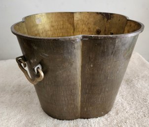 Large Vintage Brass Bucket Pot With Handles