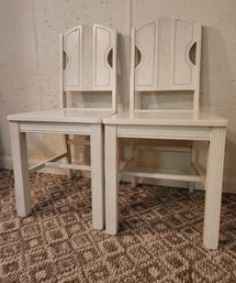 (2) Vintage White Wooden Chairs