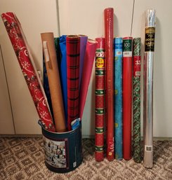 Assortment Of New And Used Christmas Wrapping Paper