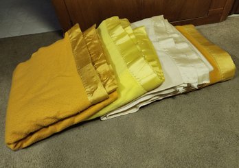 Assortment Of (4) Vintage Satin Edge Blankets